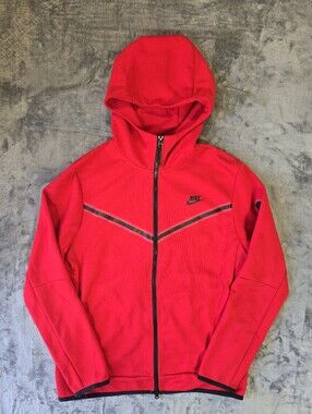 Nike Tech Fleece Hooded Jacket Size Large Red